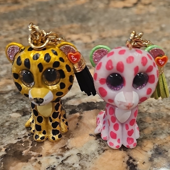 Ty Other - Ty Pink and Yellow Spotted Animal Keychain Set